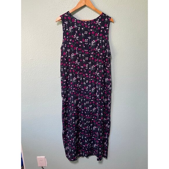 Vintage Los Angeles Woman Women's Dress and Cover Floral Navy Set Size 16 - Picture 4 of 9